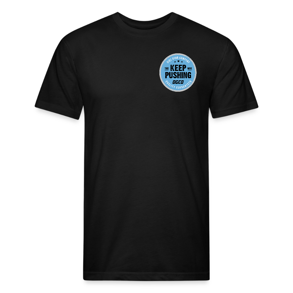 Blue on Black Keep Pushing Circle - black