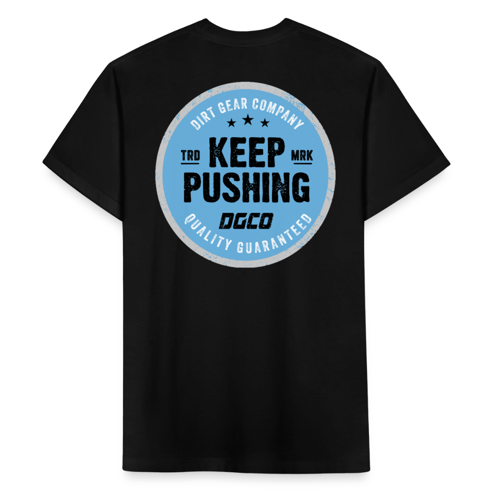 Blue on Black Keep Pushing Circle - black