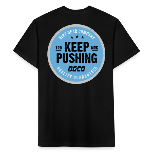Blue on Black Keep Pushing Circle - black