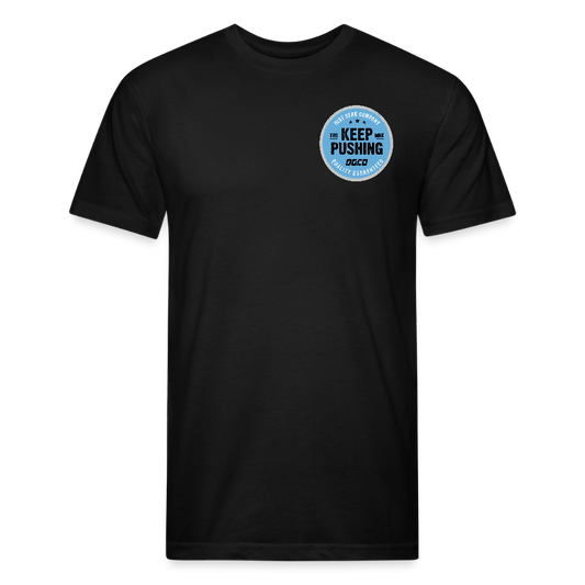 Blue on Black Keep Pushing Circle - black
